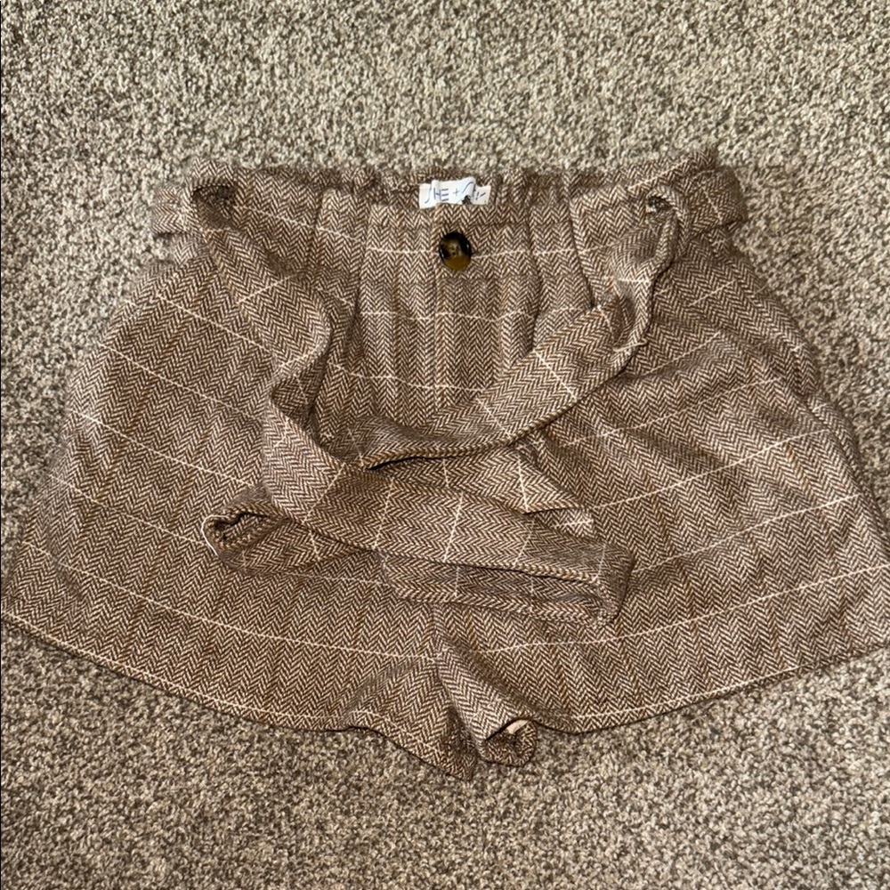 Women's Brown Plaid Shorts